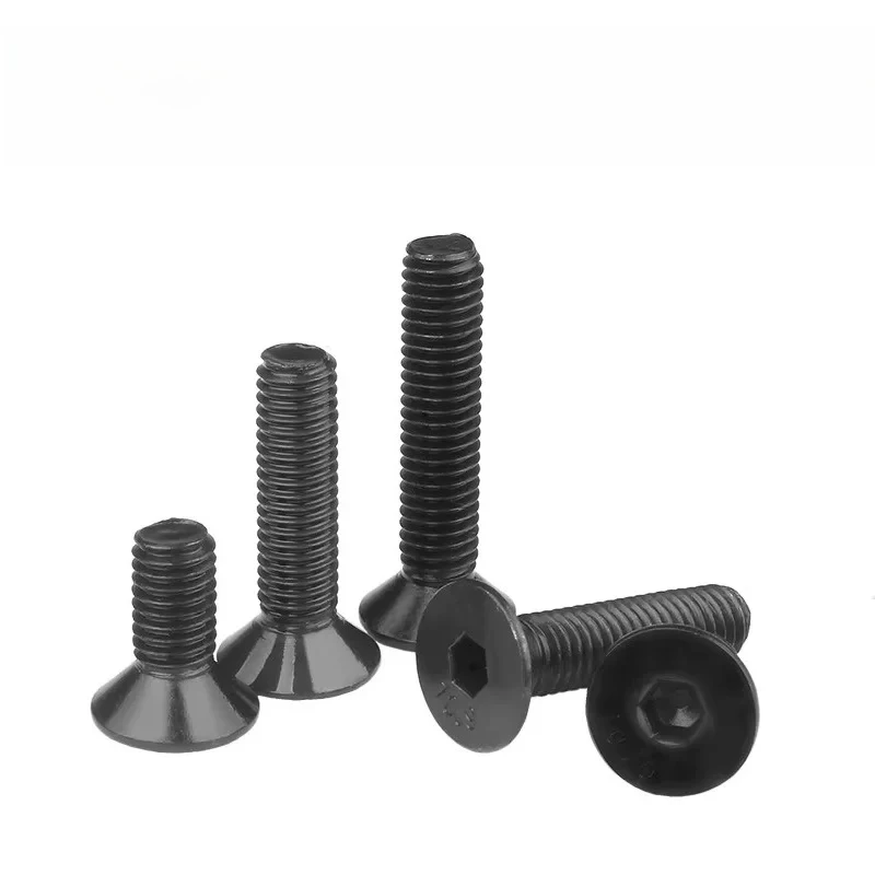 M1.6-M3 Grade 10.9 Carbon Steel Flat Countersunk Hex Socket Head Screws / DIN7991 Black Oxide Machine Bolts