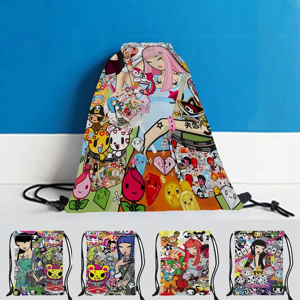 أزياء شعبية T-Tokidoki شعار شخصية الرباط على ظهره الرياضة حقيبة قاعة رياضة للنساء الرجال حقيبة التسوق #5