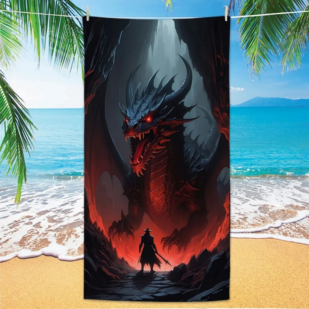 

Dragon Pattern Beach Towel, Digital Printing Thin Quick-Dry Anti-Sand Microfiber Lightweight for Swim, Yoga, Travel, Gym, Gift