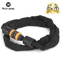 WEST BIKING Bike Chain Lock Strong Security Anti-Theft Bicycle 4 Digit Lock for Scooter Road Mountain Portable Bike Accessories