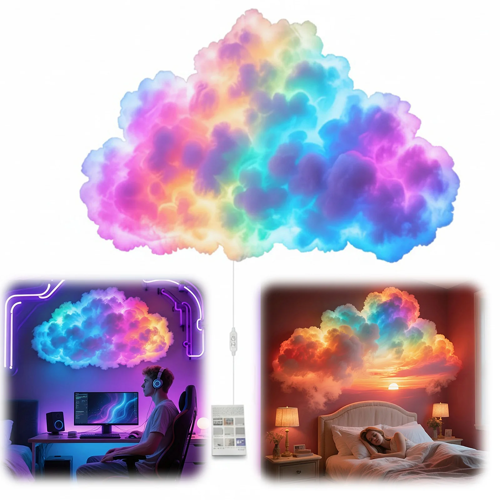 DIY Thundercloud LED Light USB-Powered Music Sync Color Changing Led Lights for Game Room Bedroom Decor