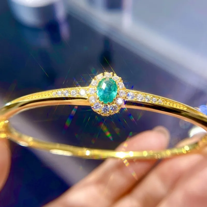 

ZOCA 925 Sterling Silver Lab Grown Emerald 0.7ct Diamond Bangles&bracelets for Women Brand Jewelry Delicate Bangles Accessories
