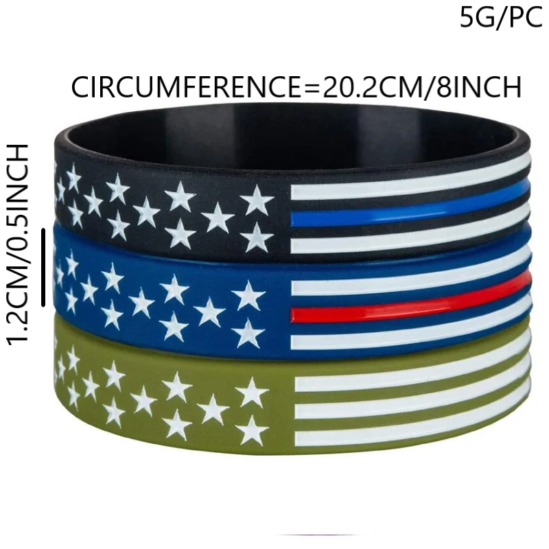 3pcs united states USA flag American flag rubber bracelet silicone wristband
