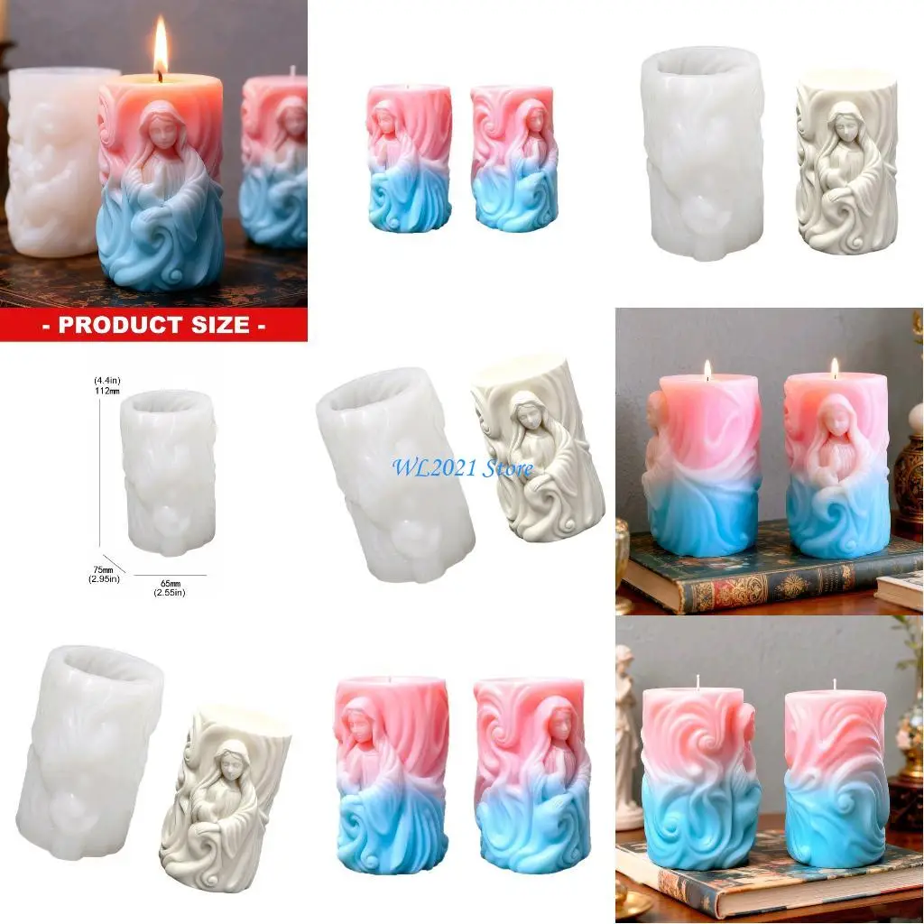 

G5GC Flexible Silicone Mold Embossed Cylinder Shaped Soap Desk Ornament Mould