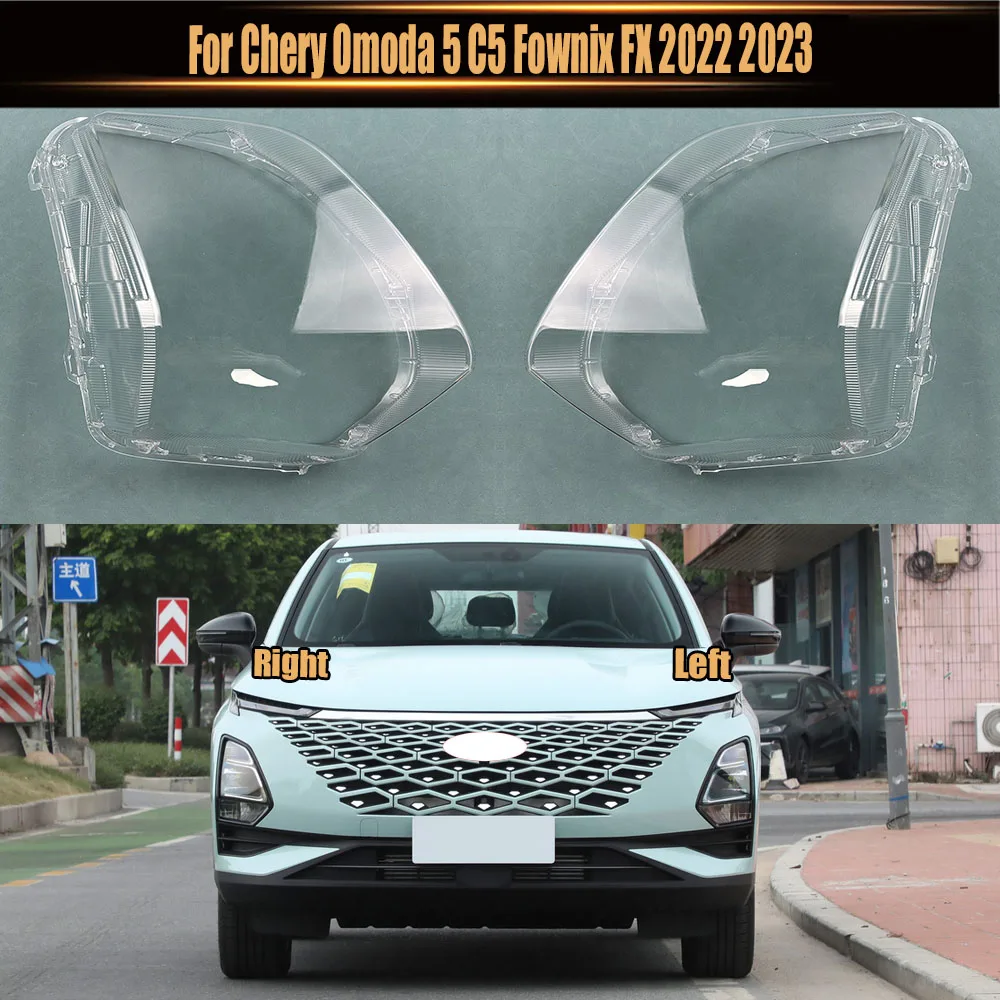 

For Chery Omoda 5 C5 Fownix FX 2022 2023 Headlights Cover Transparent Headlamp Shell Lens Replace Original Lampshade Plexiglass