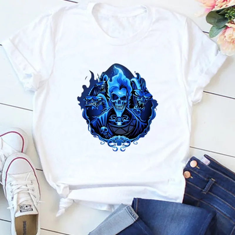 Disney Hercules Hades Women T Shirt 2024 Girls Harajuku 90S Casual Tee Graphic Tops Female Y2K Kawaii Lady T-shirt Short Sleeve