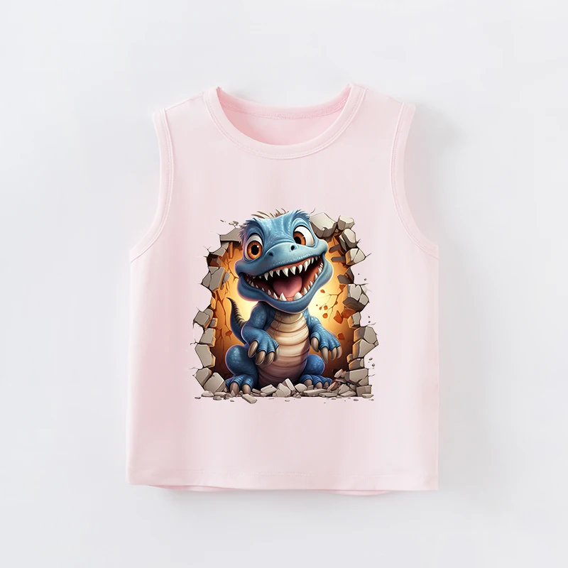 Baby Clothing Casual Clothes Fashion Printed pretty sleeve Outfit Solid  Boy Girls T-shirt Summer design  sleeveless pink