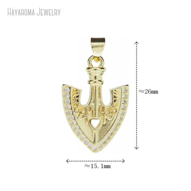 5Pcs Gold Color Jewelry Copper Wholesale Metal Cubic Zirconia Invisible Setting Geometric Hatchet Axe Pendant PM52867