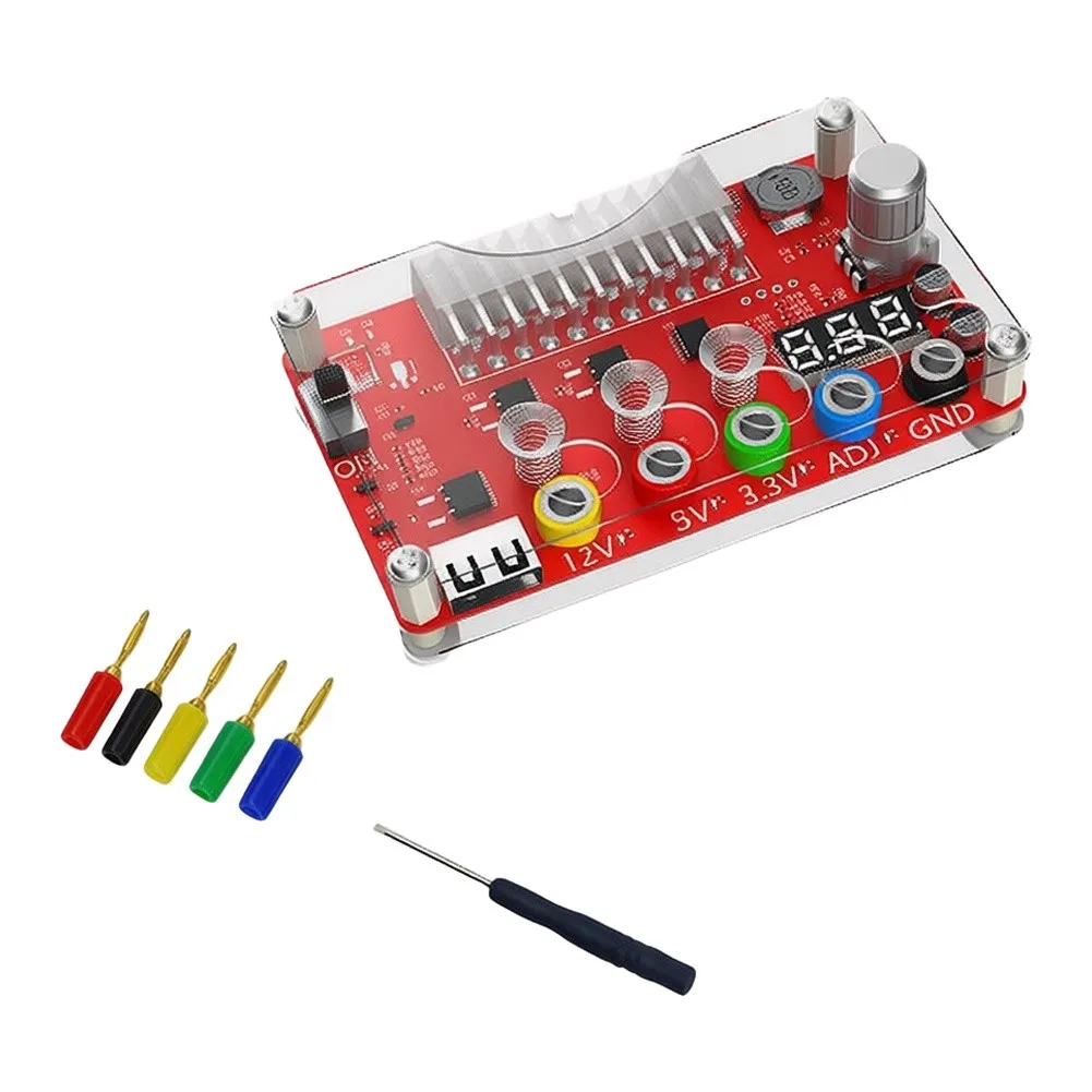 ATX-24-Pin Power Supply Breakout-Board With Case Adjustable Voltage 1.8V-10.8V Fixed 3.3V/5V/12V Output For Lab Testing