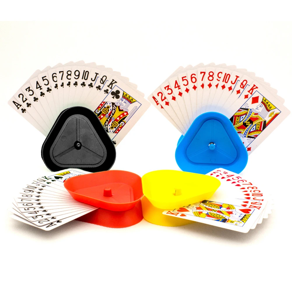 

Playing Card Clamper Triangle Playing Card Holder Hands-Free Little Hands Cards Tray for Family Card Game Nights
