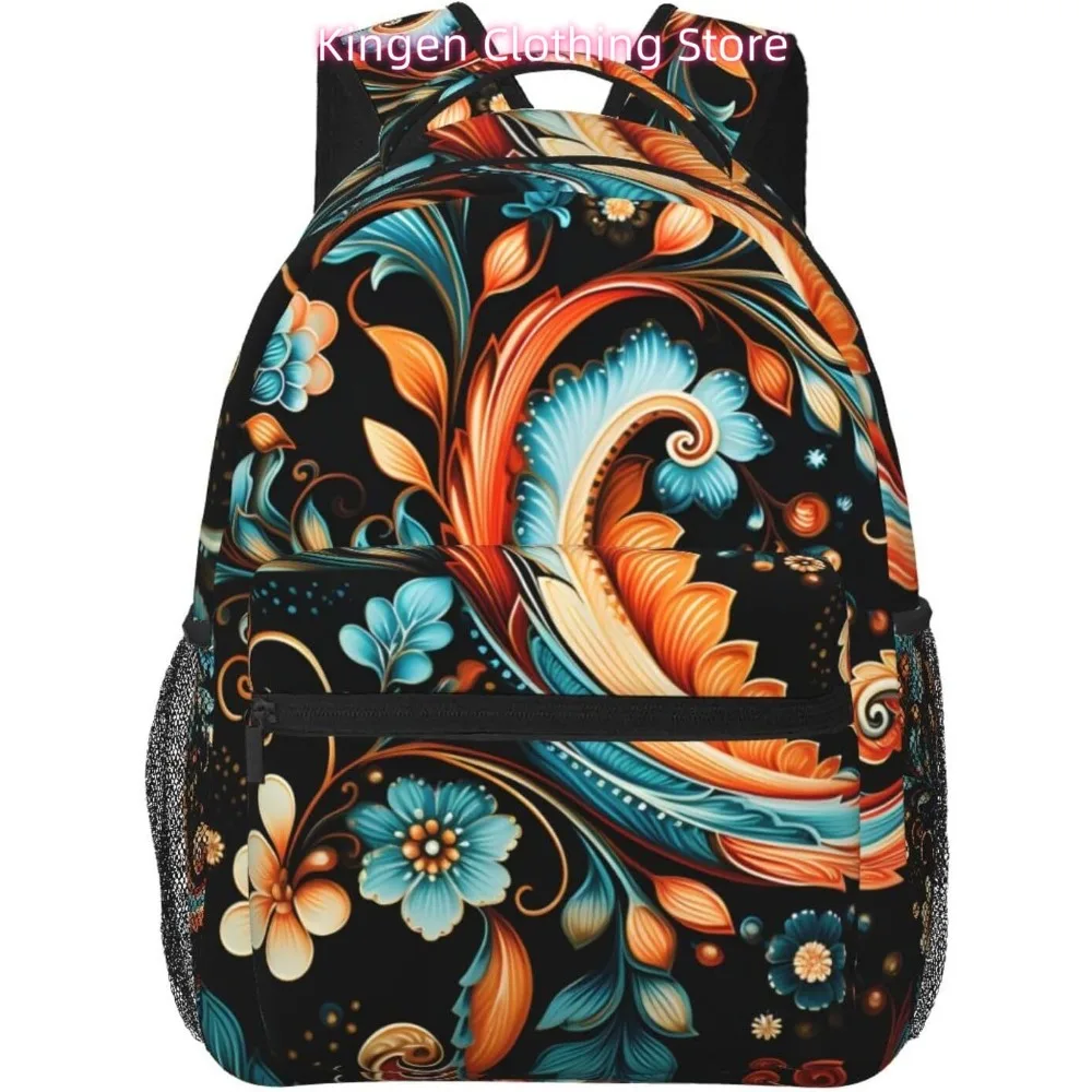 

Сумка для ноутбука обратно в школу Легкий рюкзак для ноутбука в этническом стиле с ботаническим цветком Легкий многоцелевой дорожный повседневный рюкзак Daypa