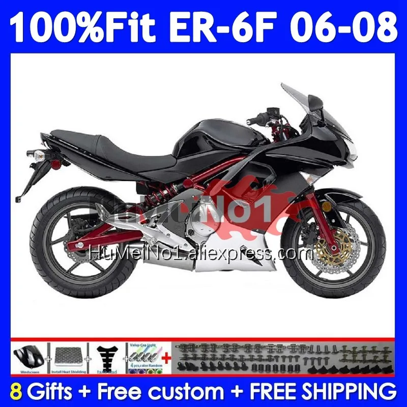 Injection Body For KAWASAKI NINJA 650R ER6 F 650 R Black silver ER 6 F 245No.74 ER-6F ER 6F ER6F 06 07 08 2006 2007 2008 Fairing