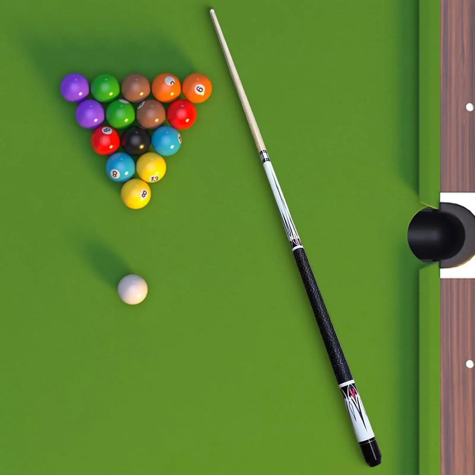 

Pool Cue 57inch Stylish 13mm Tip Detachable Nine Ball Pool Cue Women Men