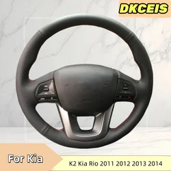 DIY Car Steering Wheel Cover Faux Leather Breathable Black For Kia K2 Kia Rio 2011 2012 2013 2014 Steering Wheel Braiding Cover