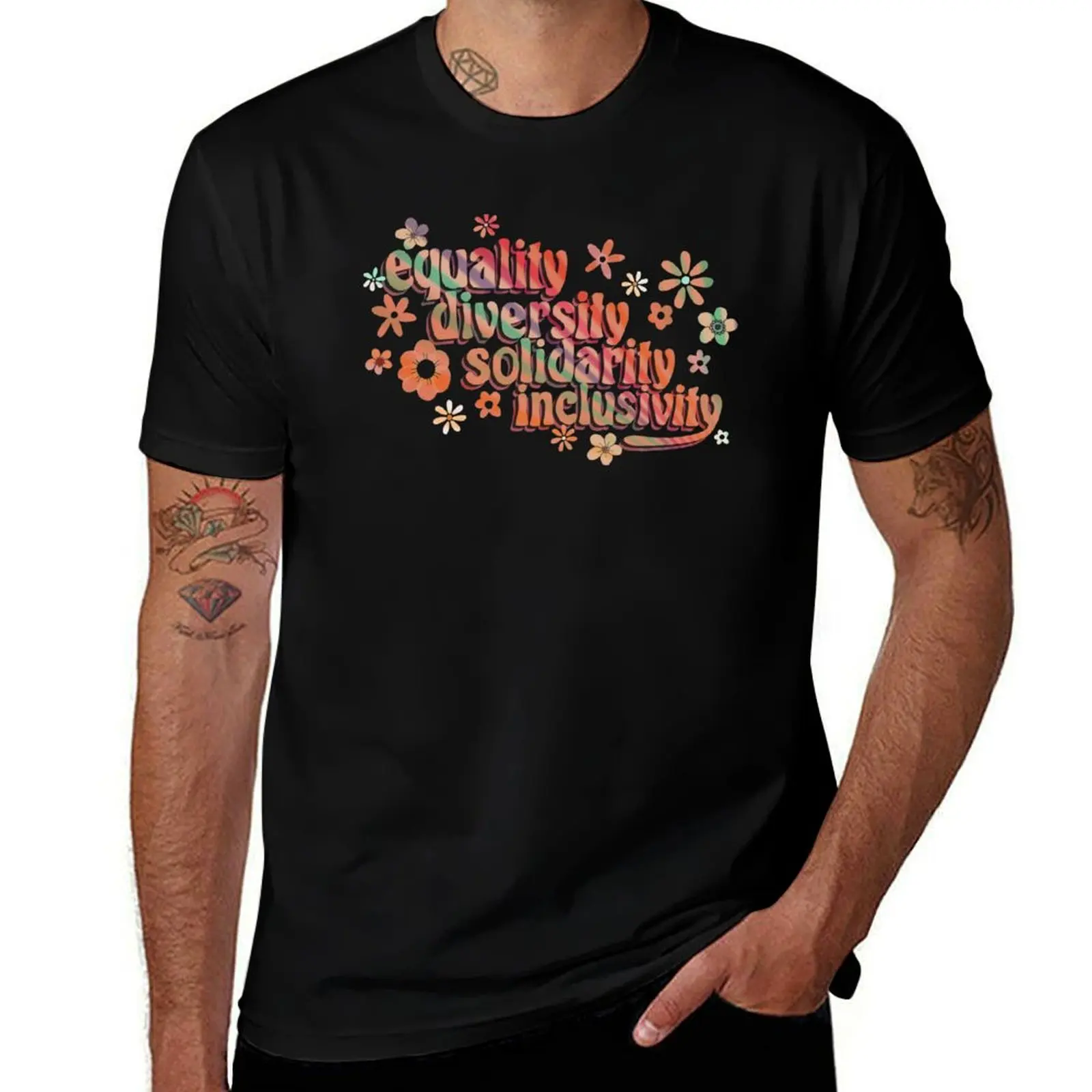 equality solidarity diversity inclusivity - rainbow T-Shirt Casual Basic Street Style T-Shirt