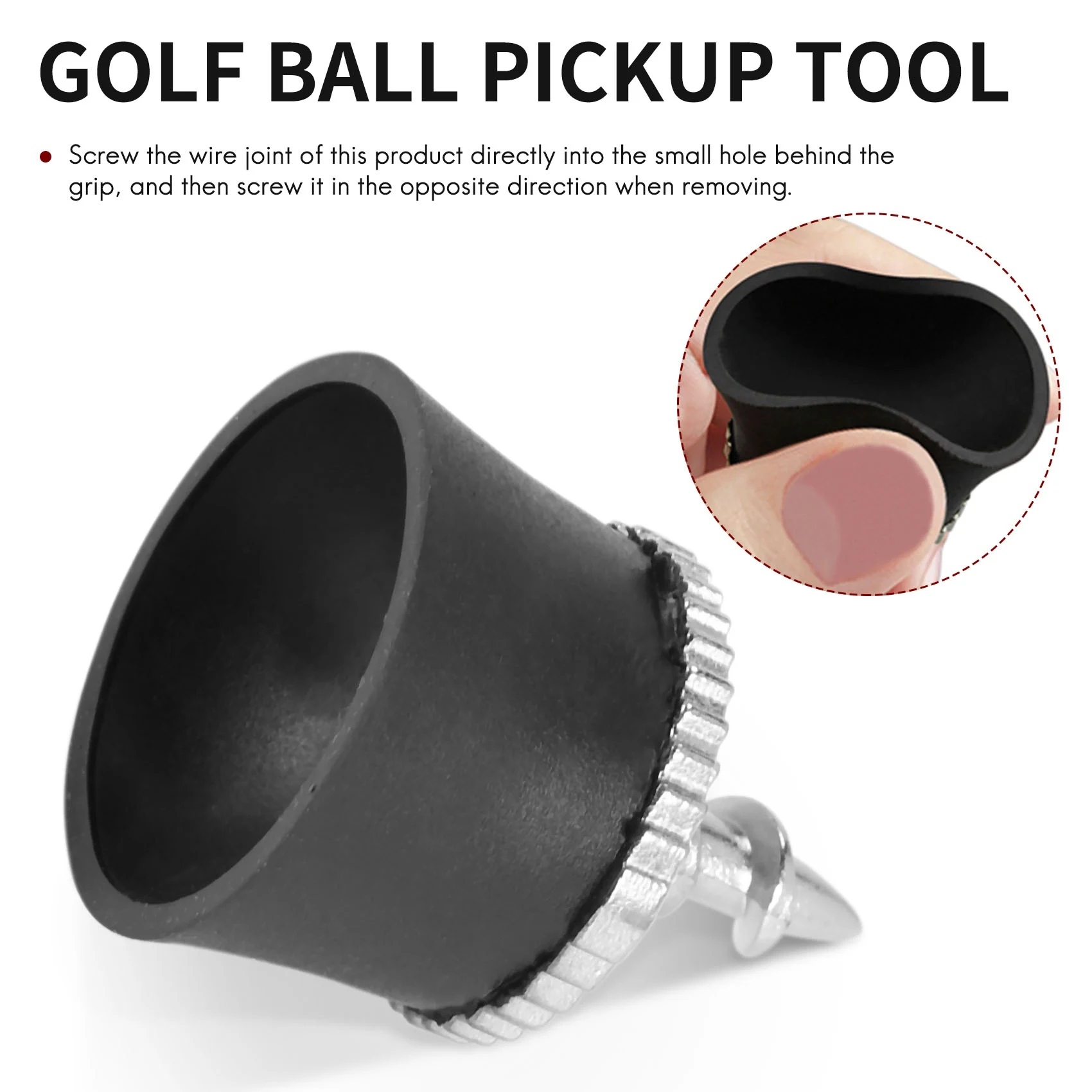 5 Pcs Golf Ball Retriever Sucker Tool Suction Cup for Putter Grip Golf Training Aids Black