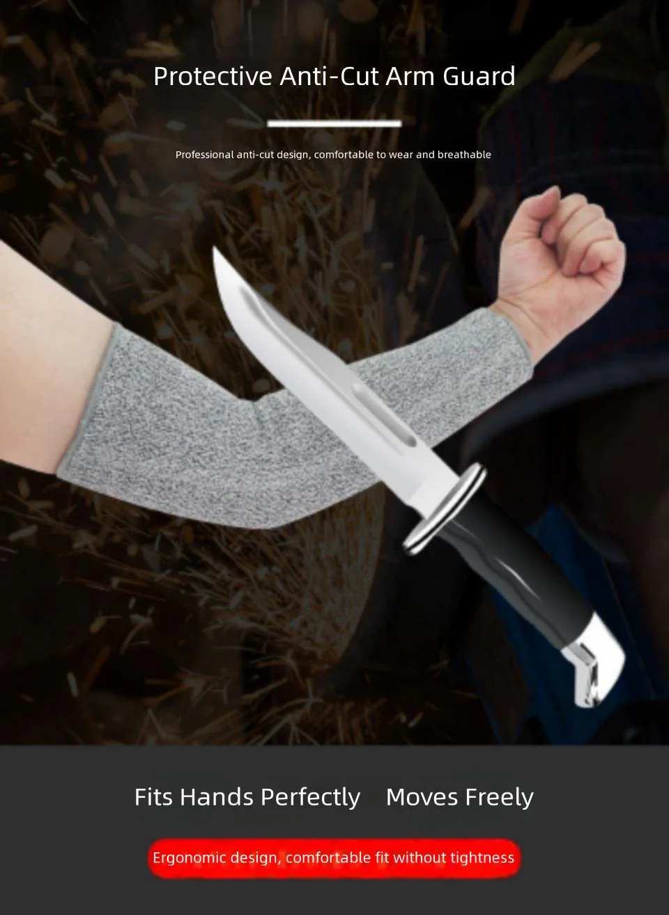 2Pcs Level 5 HPPE Cut Resistant Anti-Puncture Work Protection Arm Sleeve Cover Cut-resistant Arm Sleeve ED-shipping