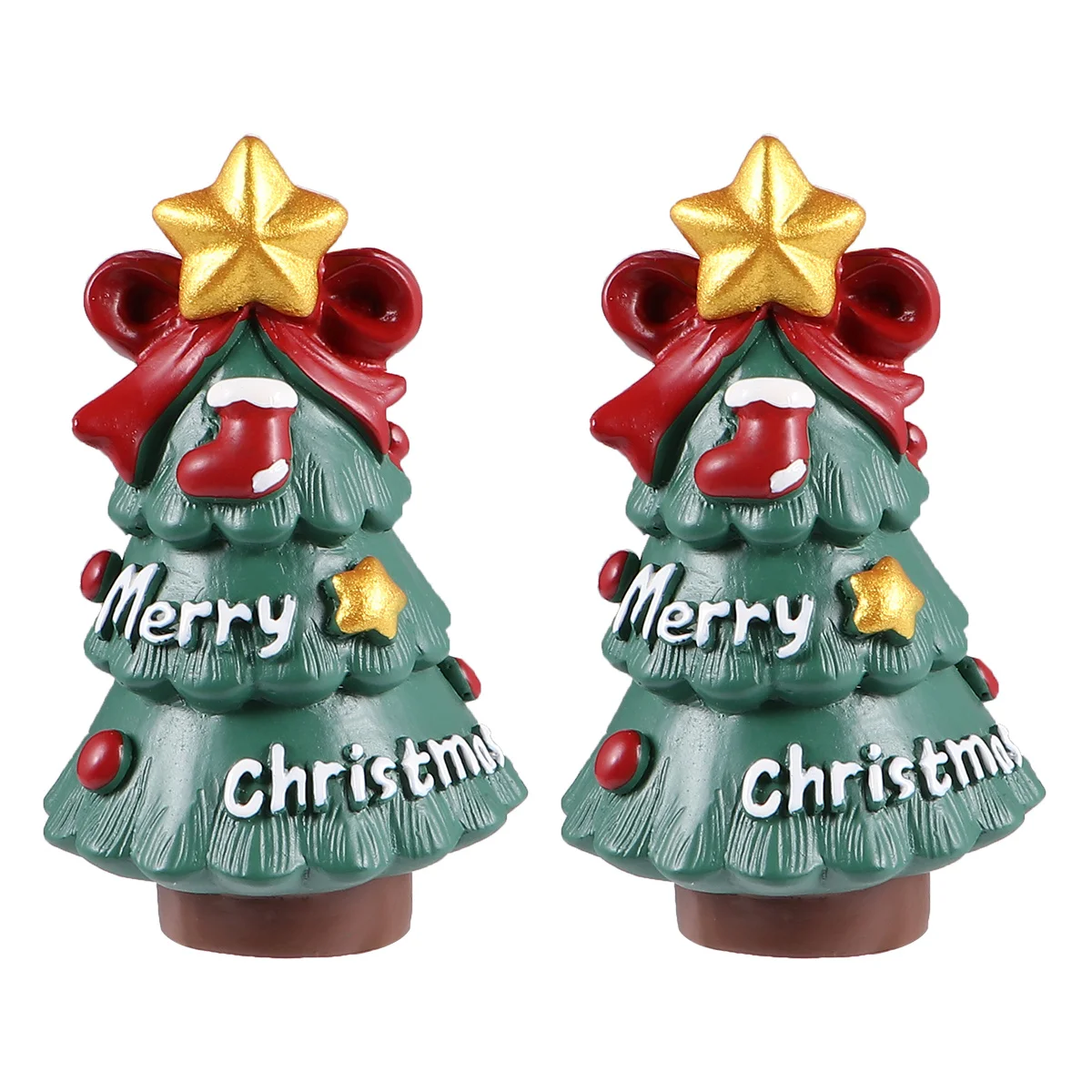 

2Pcs Christmas Resin Ornaments Mini Decorative Resin Decor Micro Landscape Accessory for Home Bonsai Garden Desktop Decoration