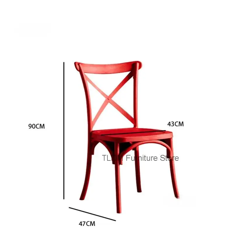 Plastic Dining Chairs Ins Adult Nordic Home Furniture Large Stackable Fork Dining Chair Backrest Reinforced PP Chair