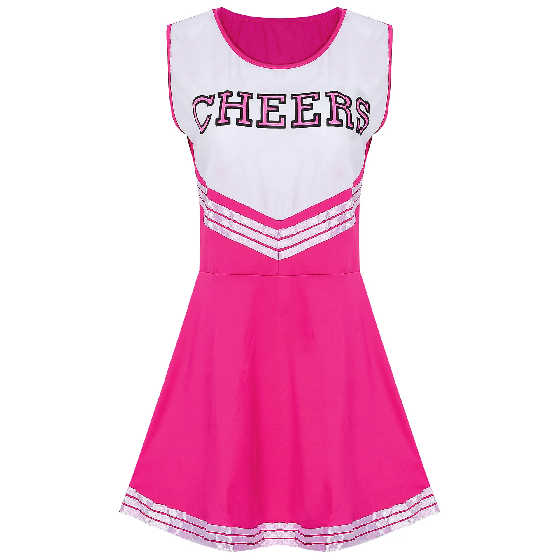 Traje de desempenho de palco Cheerleader para mulheres e meninas, partida esportiva, uniforme dançante torcendo, vestido colegial com pom