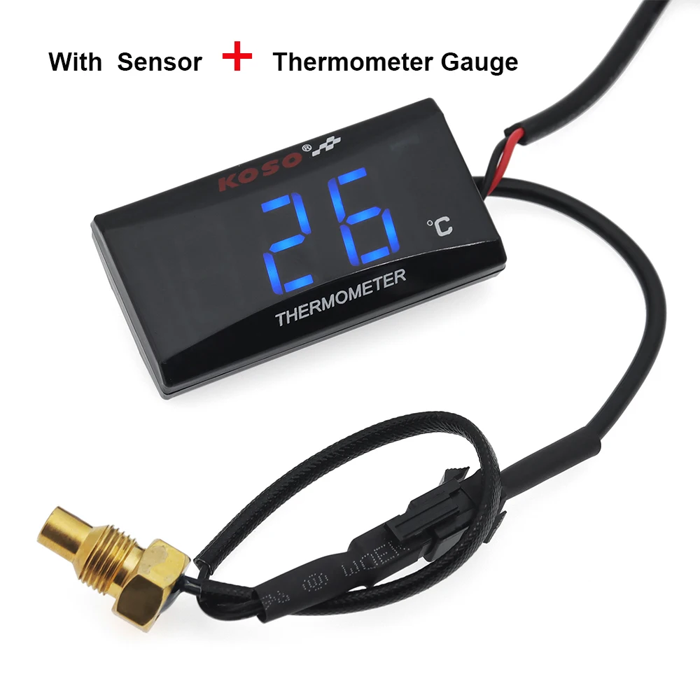 Motorrad-Thermometer, LCD-Digitalbildschirm, Mini-Messgerät für XMAX 250 300 NMAX CB400 CB500X KOSO Wassertemperaturanzeige mit Sensor