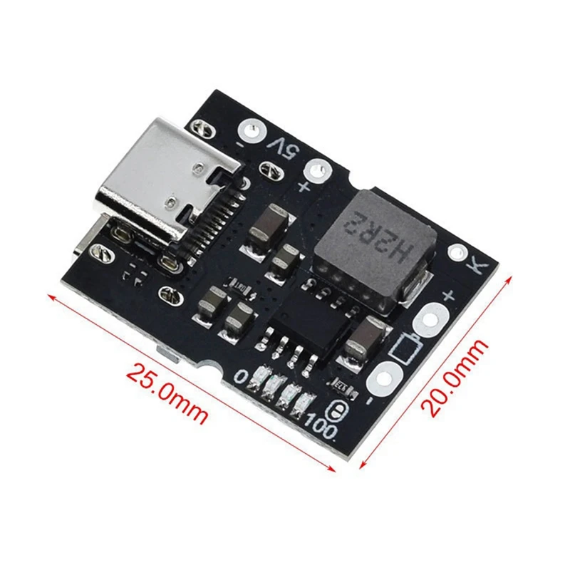 Lithium Battery Charging Protection Board, Step-Up Power Module, Carregador DIY, Easy Install, Type-C USB, Boost Converter, 5V, 2A