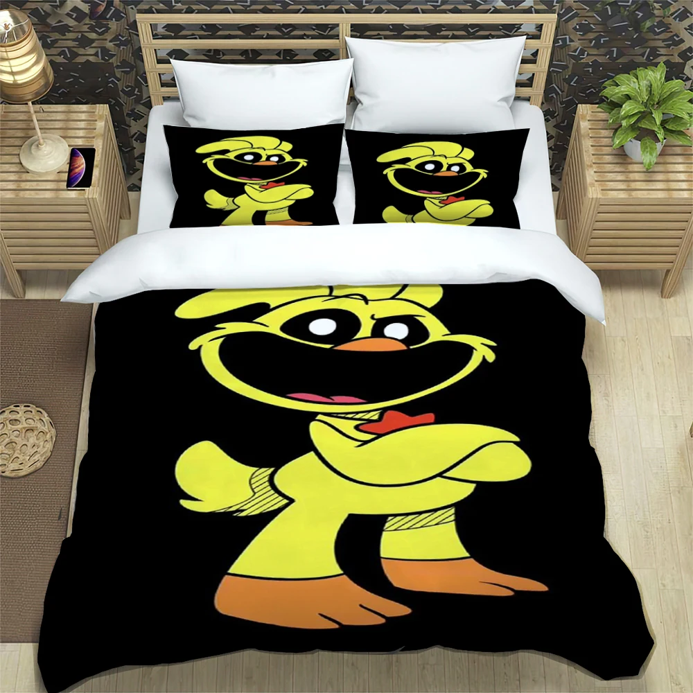 S-Smiling Critters  Fashion  Print Three-piece Set Suitable for Kids or Adults Quilt Cover Pillowcase Bedding Set Birthday Gift