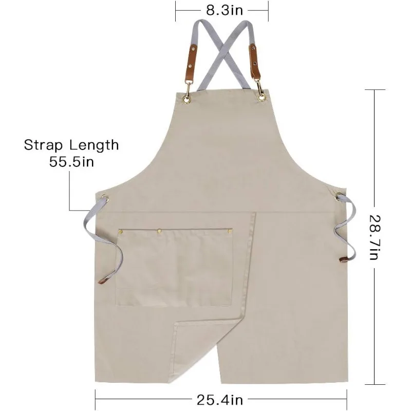 

Фартук с наклонной спинкой для предметов первой необходимости дома, с карманами x2 и регулируемыми бретелями, фартук раздельного типа.