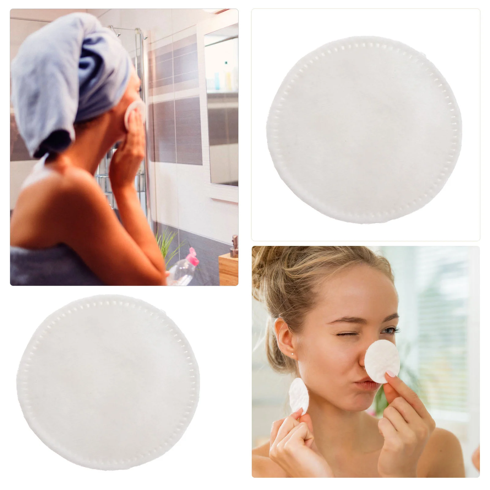 300 pezzi di cuscinetti per il viso a 3 strati addensati per la rimozione del trucco, per la cura della pelle, rotondi di cotone per il trucco del viso, dischetti di cotone usa e getta morbidi