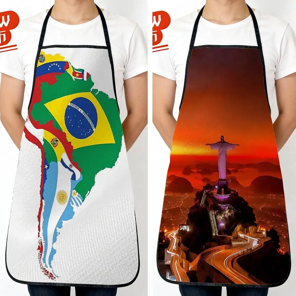 

Art scenery of the Brazilian flag Long Waterproof & Oil-proof Kitchen Apron, Ideal for Women and Tall Men – Perfect for Cafe
