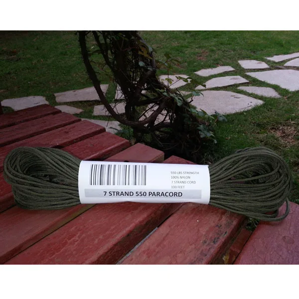 

100Ft 550Lb 7 Strand Cores Paracord Lanyard Replace Shoe Boot Laces Load Attachment Dog Green 550 Paracord