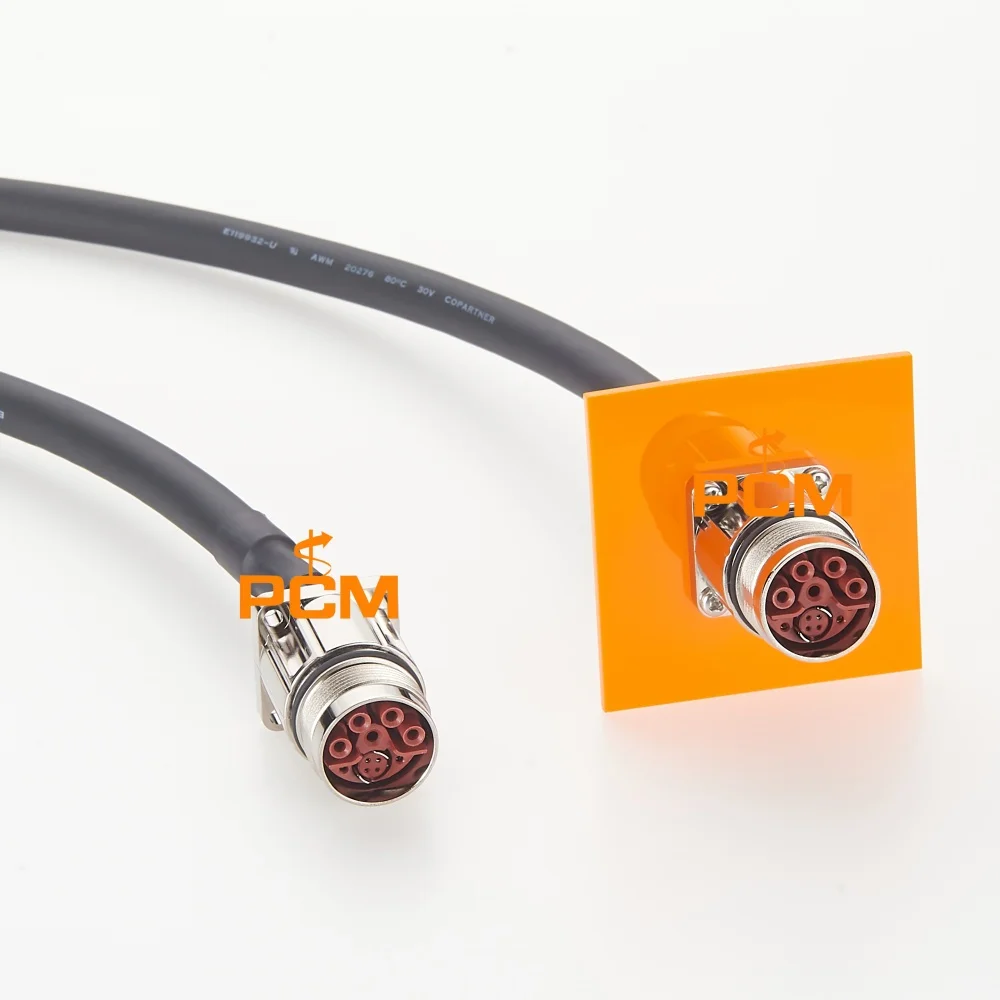 M23 Power Signal Data Hybrid Connector to Open End Flange Mount Cable for Servo Motor CNC Sensor Actuator Industrial Automation