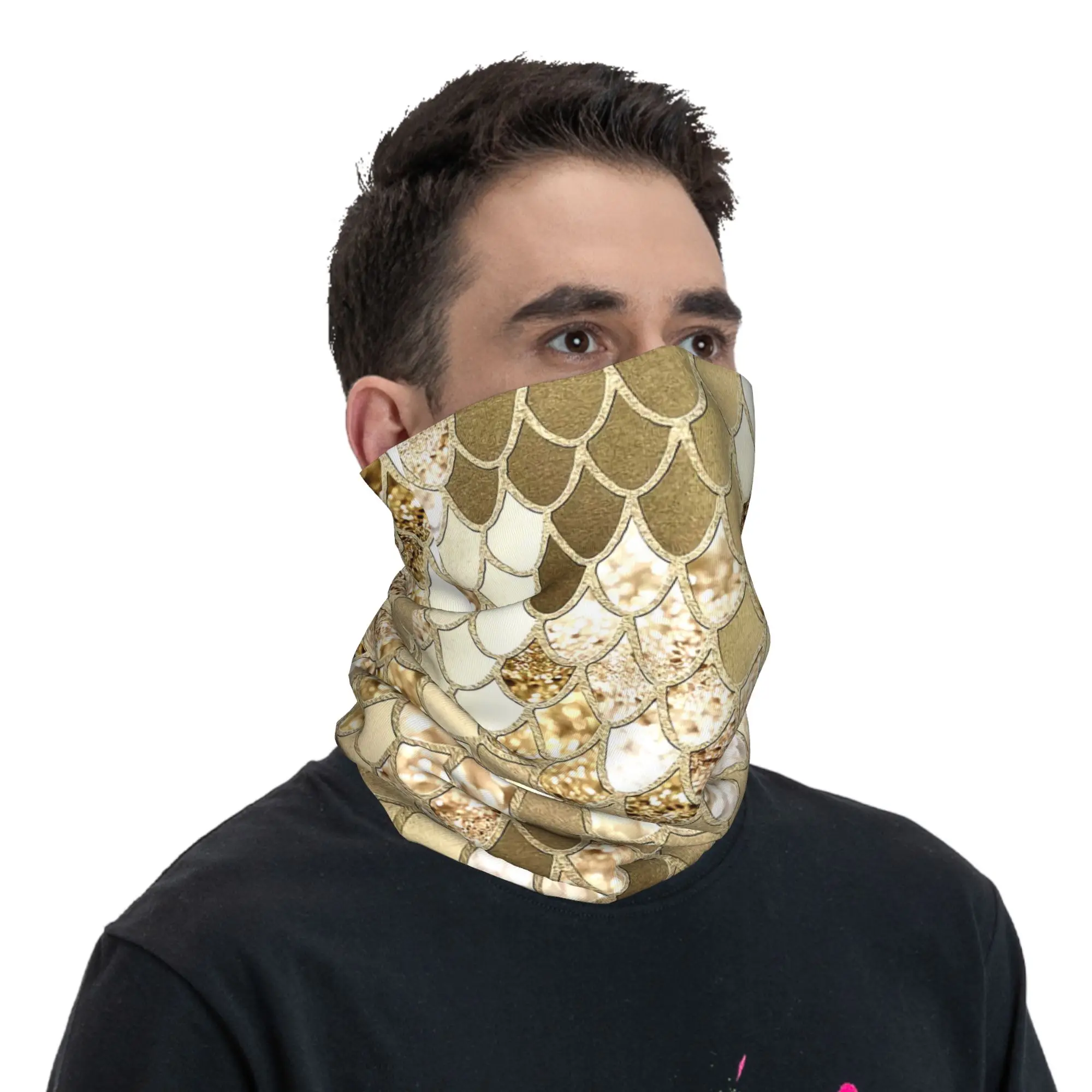 Glitter Mermaid Scales Bandana Neck Gaiter for Hiking Running Men Women Wrap Scarf  Headband Warmer Face Scarf Cover