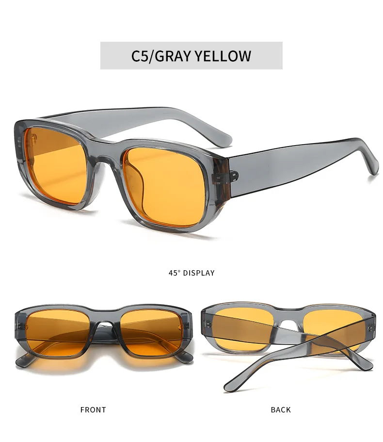 BOYSEEN Rechteckige orangefarbene Sonnenbrille Strandsonnenbrille Herren-Sonnenbrille im Hip-Hop-Stil – Detail 13