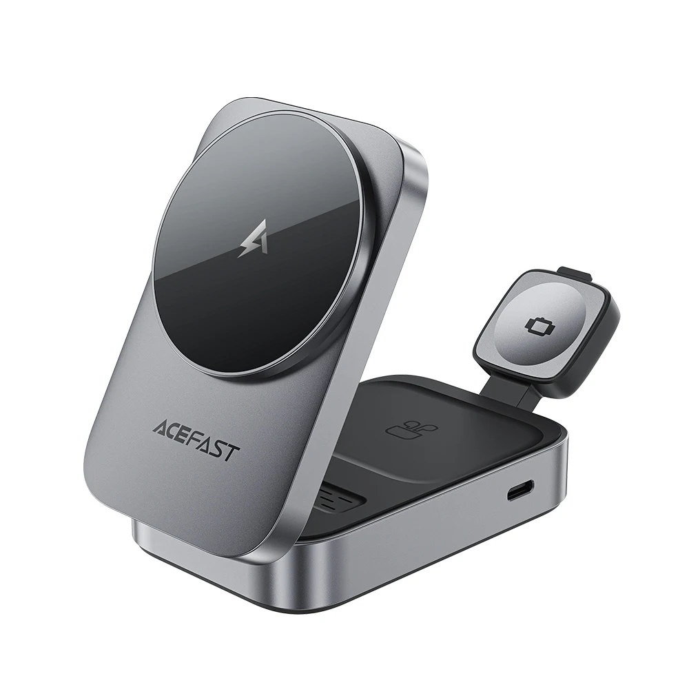 ACEFAST Składany, magnetyczny, bezprzewodowy uchwyt ładujący 3w1 15W do iPhone 16/15 Pro Max, stacja ładująca na biurko do IWatch/Airpods — zdjęcie produktu 7
