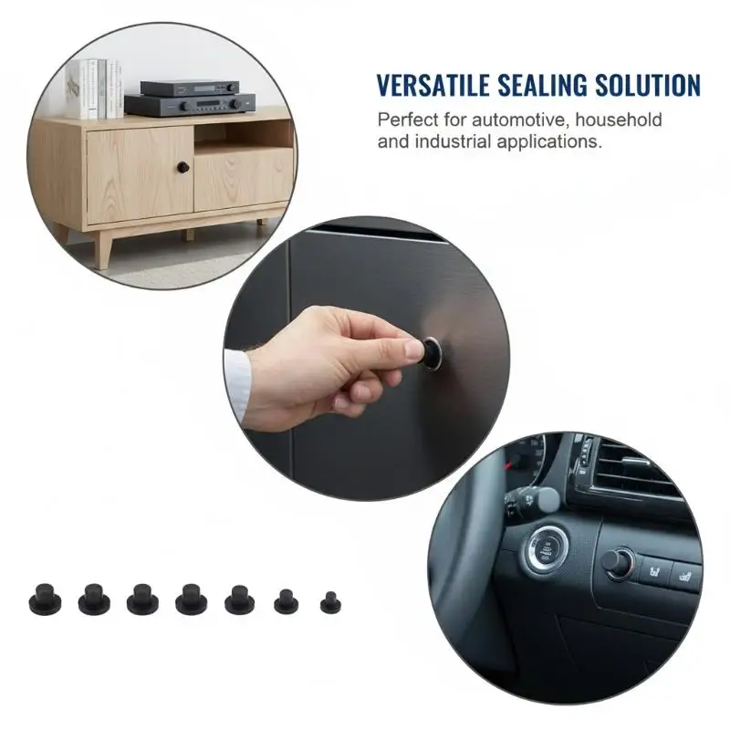 3-12mm Rubber Hole Plugs 10Pcs Durable High Temp Resistant Caps for Automotive Panel Sealing Marine Applications