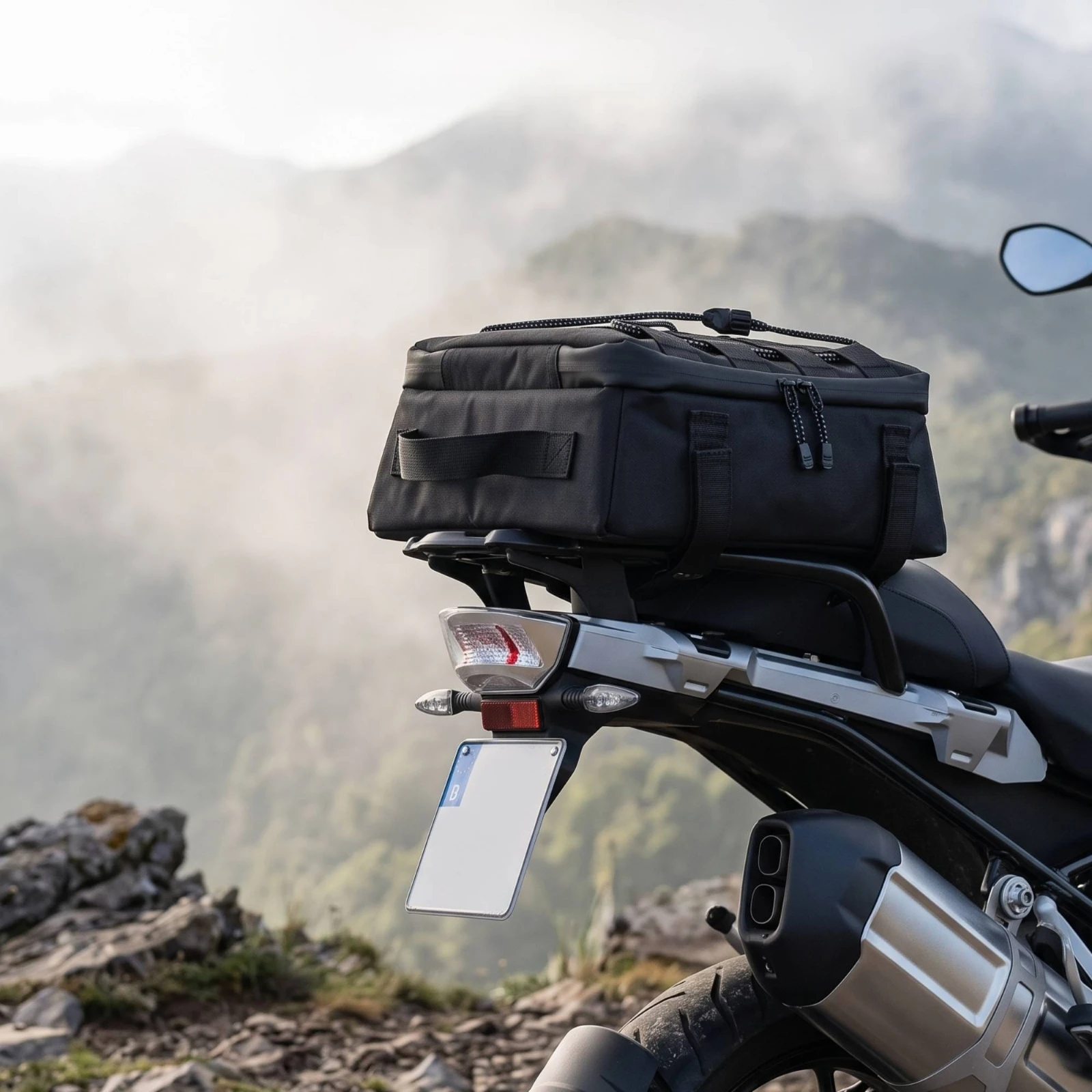 Motorcycle Tail Bag Lightweight Rear Top Bag Motorcycle Luggage with Straps Long-Lasting Heavy-Duty for Motorcyclists