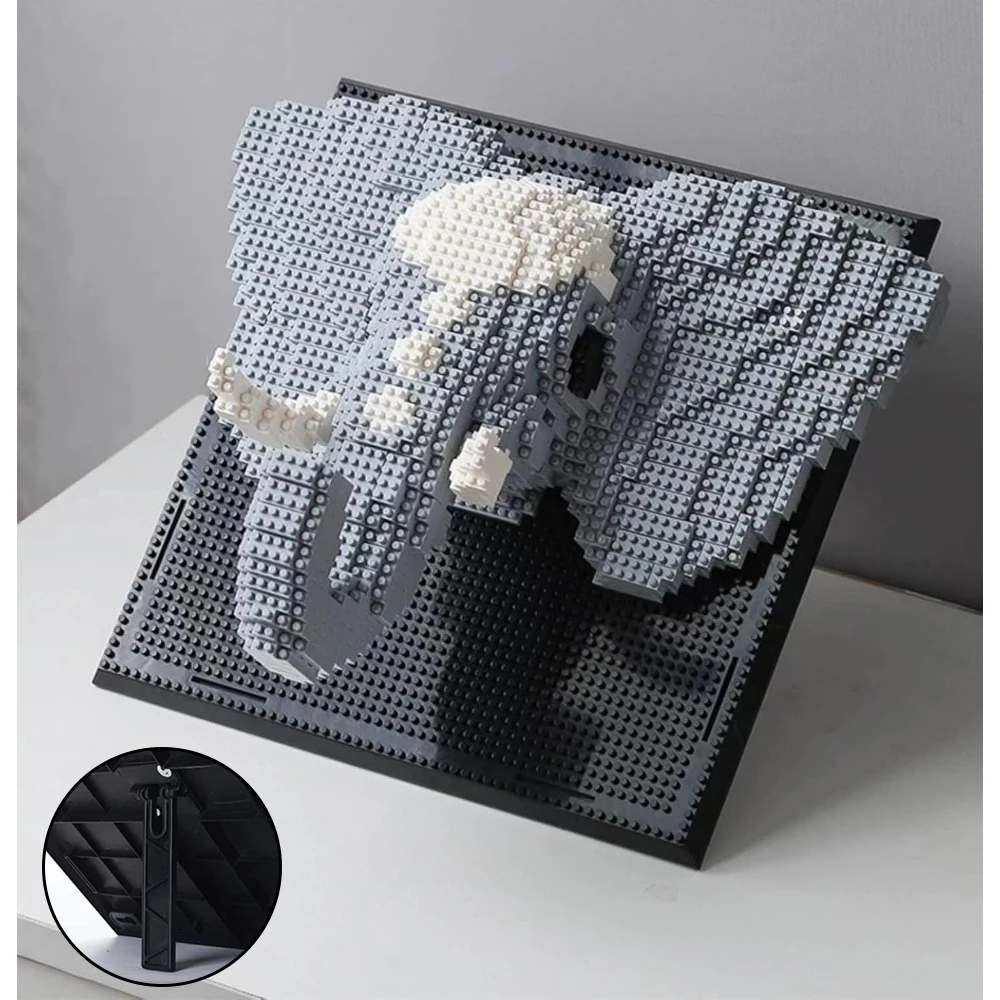 Set di micromattoncini 3D a forma di elefante, decorazione architettonica da collezione, regalo creativo e divertente per adulti e adolescenti.