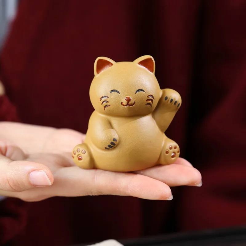 Lucky Cat Purple Clay Puffer Fish Tea Pet Miniatures Ornaments Creative Puffer Family Tea Play Tea Table Home Decoration Crafts