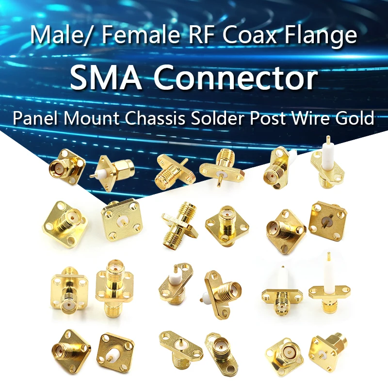 1PCS SMA Male/ Female RF Coax Connector Panel Mount Flange Chassis Solder Post Wire Terminal Adapter Goldplated Wholesale Price