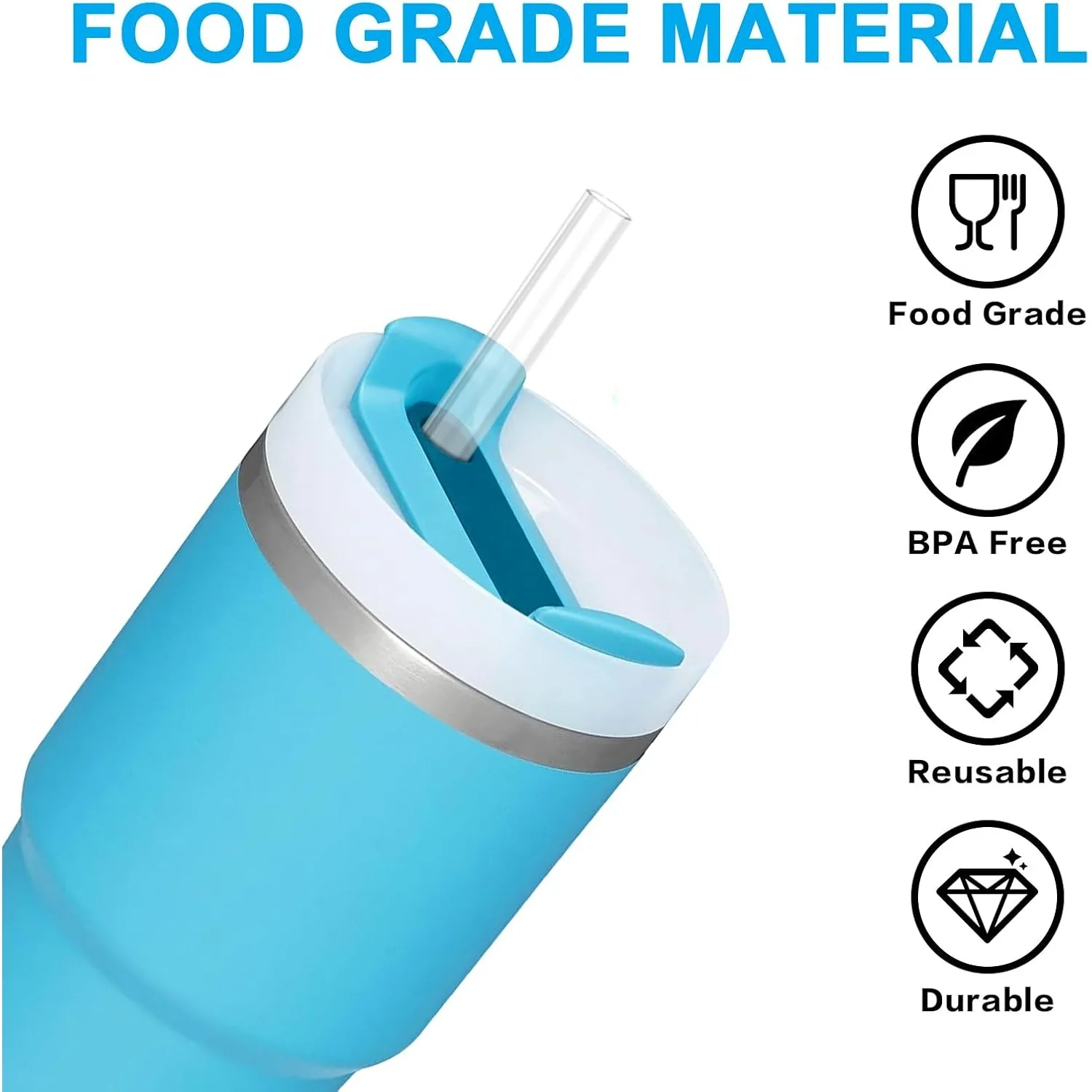 6 قطع من شفاطات بديلة لسيارة ستانلي 20 أونصة، ملحقات شفاط شفافة قابلة لإعادة الاستخدام لكوب القدح ستانلي كوينشر فلوستيت #4