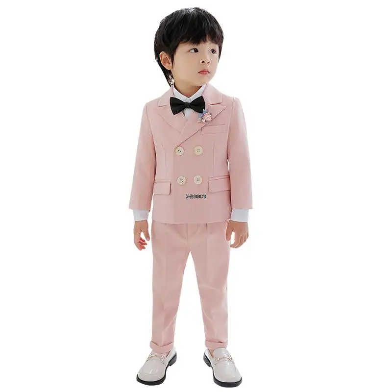 Korea Boys Photography Suit Children Wedding Dress Kids Stage Performance Blazer Suit Baby Birthday Formal Ceremony Costume