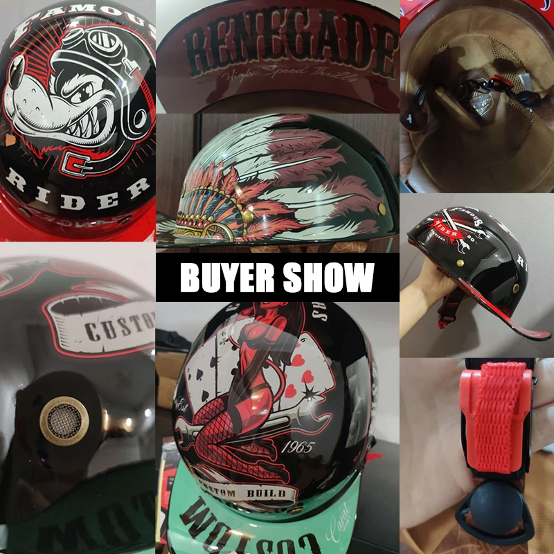 Czapka z daszkiem uchoc kask motocyklowy w stylu Vintage Retro letnie otwarte oblicze skuter Cruiser Chopper Gangster DS mężczyźni kobiety dziecko