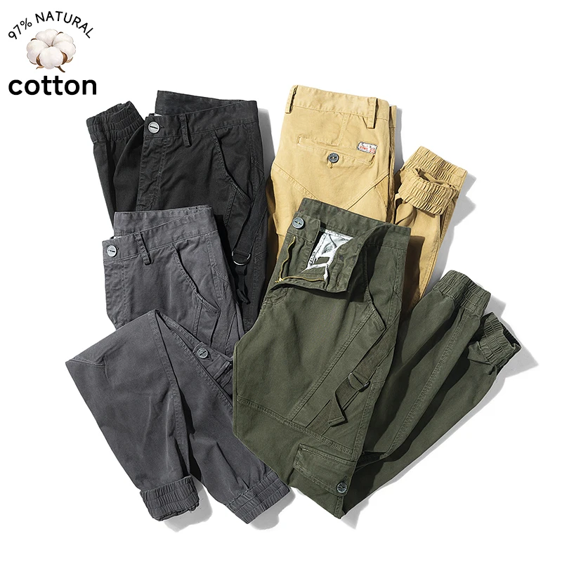 

Brand Clothing Autumn Men's Baggy Cargo Pants Work Trousers Multi-Pocket Overalls Outdoor Adjustable Camo Hiking Trousers Male