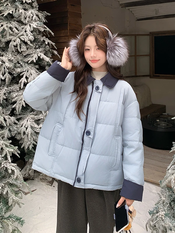 

Женская зимняя куртка Color Blo 90 White Du down Jaet с эффектом омоложения, модный дизайн, прямой крой, утепленная, для активного отдыха