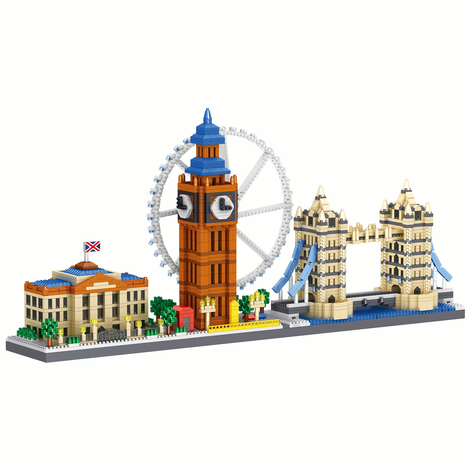 창의적인 건축 영국 런던 아이즈 스카이라인 마이크로 다이아몬드 블록 빅 벤 타워 브리지 건설 나노브릭 장난감 컬렉션