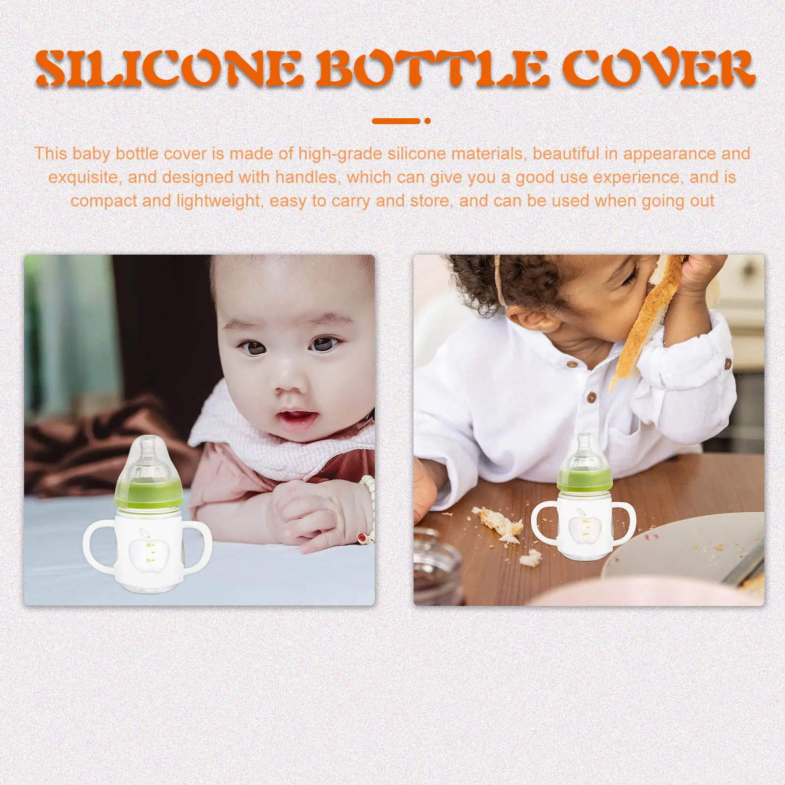 Silicone Baby Bottle Sleeve Lightweight Portable Feeding Bottle Protector Anti-Slip Cover with Handles Baby Feeder Sleeve