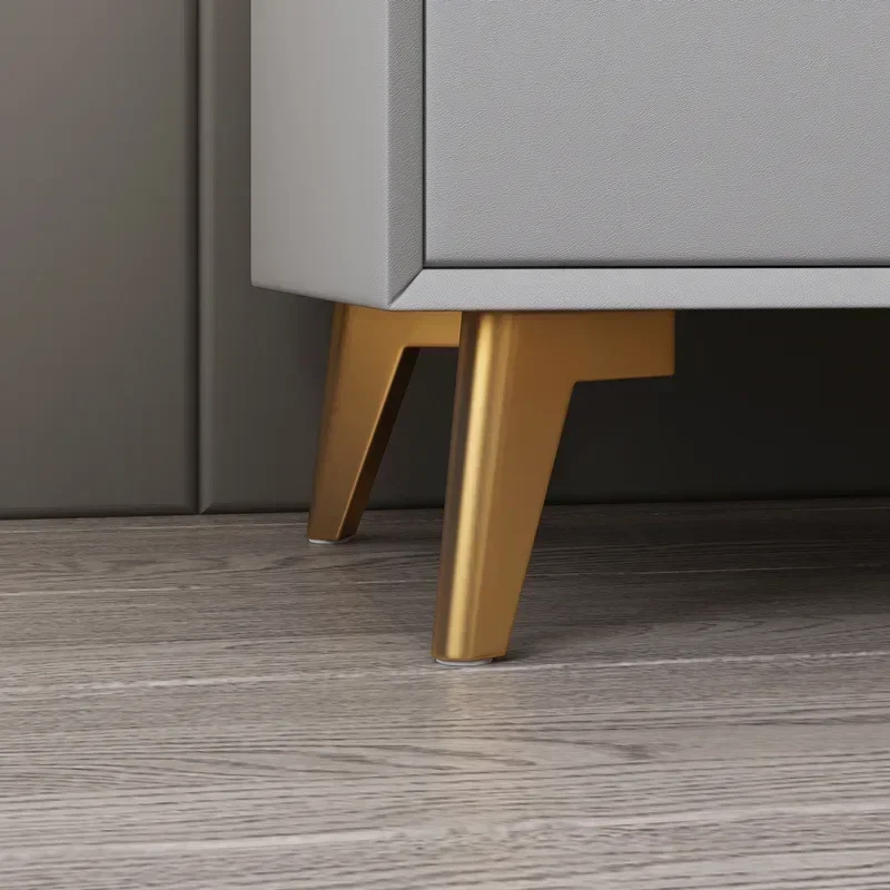 طاولات بجانب السرير من الخشب الصلب الحديث لتخزين غرفة النوم، حوامل ليلية فنية من الجلد، درجين لغرفة المعيشة، أثاث غرفة النوم #4