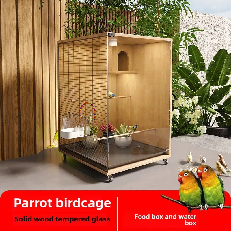 

Large parrot bird cage Large custom Xuanfeng special pet house Large space villa Glass transparent ecological cage