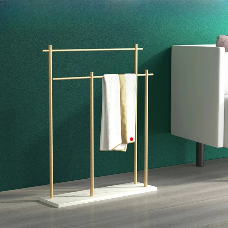 Luxury Marble Towel Rack, Freestanding Bathroom Storage Shelf, Movable Bathtub Side Caddy, Waterproof Rustproof Towel Holder